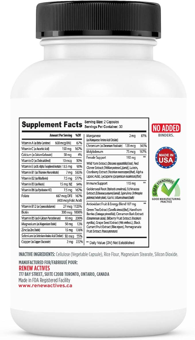 Renew Actives Women's Multi-Vitamin & Antioxidant: 20 Vitamins 60 Capsules