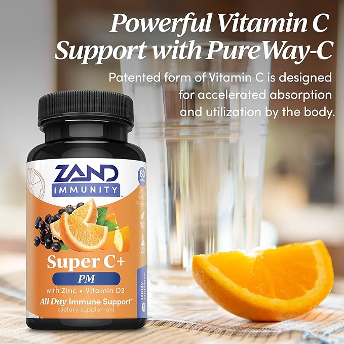 Zand Immunity Super C+ PM, Nighttime 1000mg PureWay-C D3 & 60 Tablets, 30 Servings