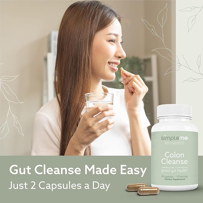 Colon Cleanse Detox, Natural Constipation Relief for Adults, Fast Bloating Relief Colon Cleanser for Women & Men, 30-Day Gut Support Weight Management, 1 Day Detox Cleanse, 30 Capsules