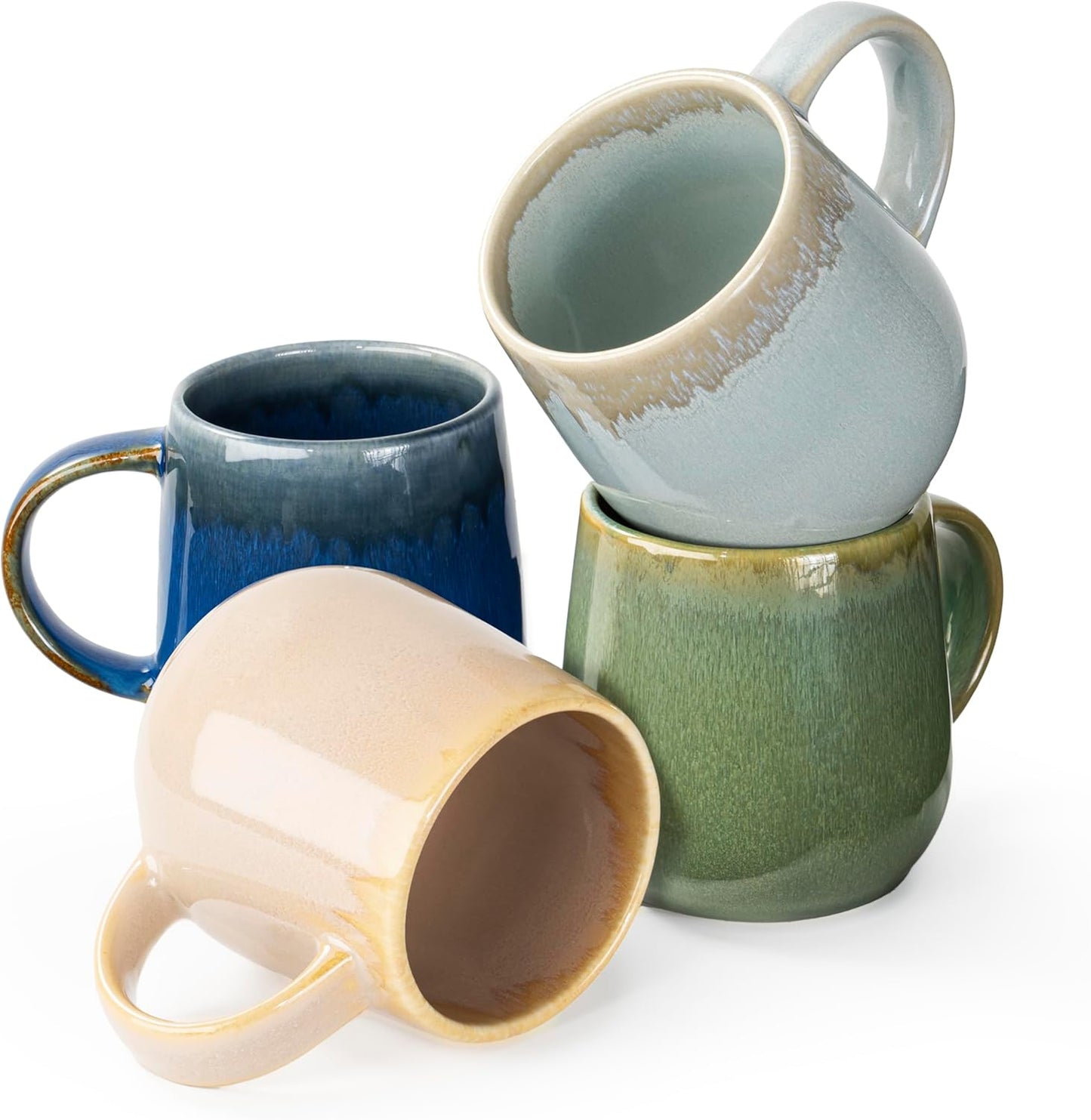 bestone Coffee Mugs Set of 4,15 oz Large Coffee Mugs, Ceramic Mugs with Handles,etc Coffee Mugs, Cups for Coffee Cereal Latte ,Microwave & Dishwasher safe,Vibrant Colors