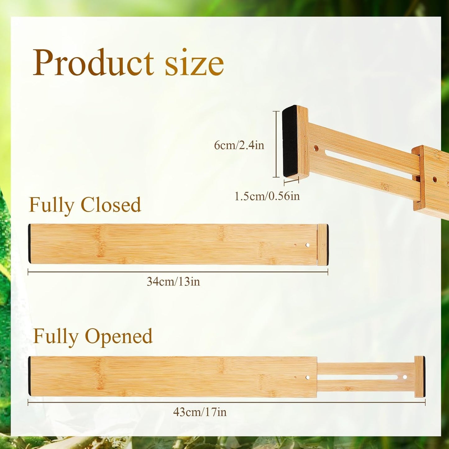 7 Pcs Adjustable Bamboo Drawer Dividers Expandable Drawer Organizers Cutlery Tray Spring Separators Organization for Kitchen Bedroom Bathroom Dresser Office