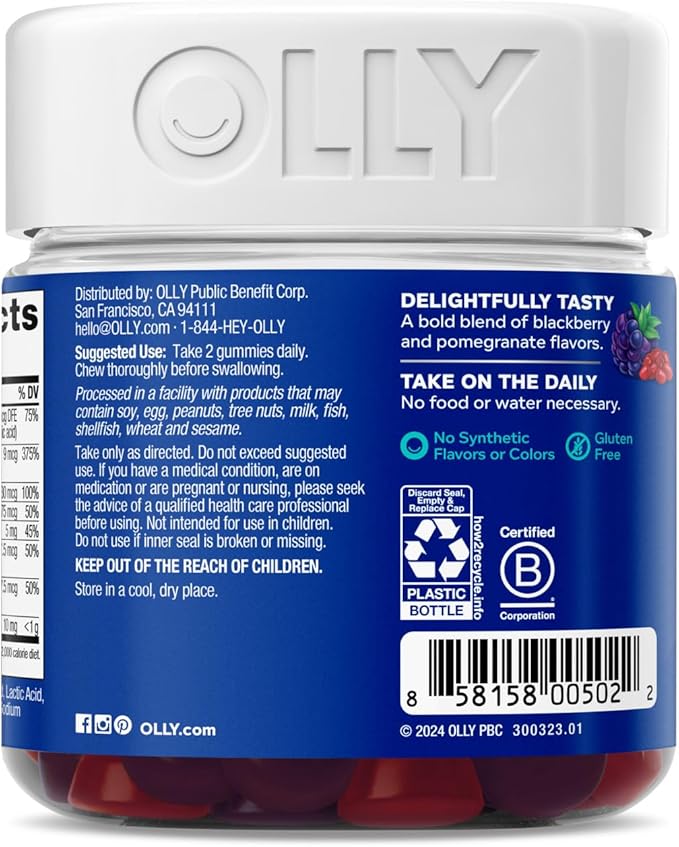 OLLY Men's Multivitamin Gummy, Vitamins A, 45 Day 90 Count