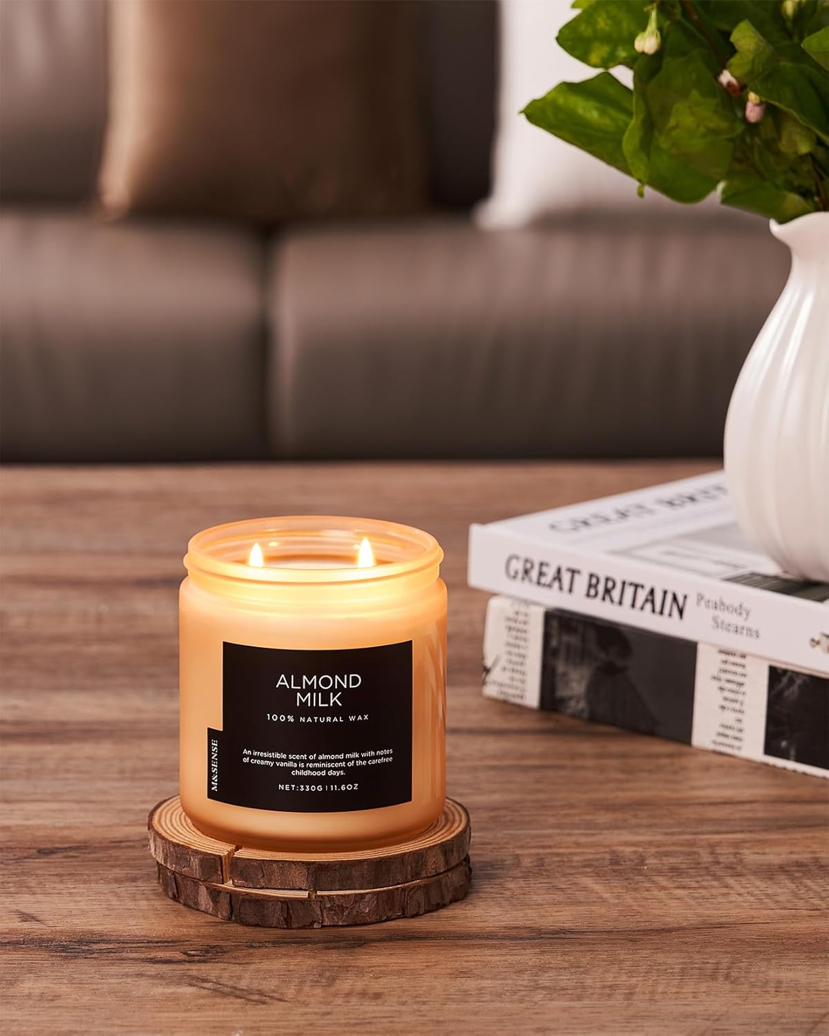 M&SENSE Creamy Vanilla Scented Candle, 11.6oz Clean Non Toxic Home Sweet Scent 70 Hours Burn Time Fragrance Candle for Women Teacher Friends, 2 Wick Natural Soy Wax for Home Decor