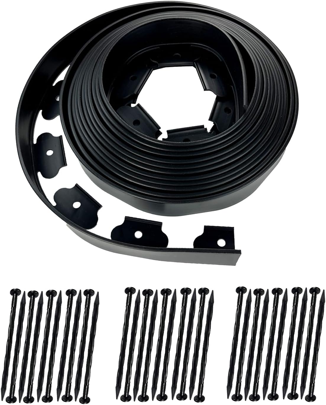 Hugeleaf Landscape Edging 2 Inch Tall, 30 Feet Garden Edging Border with 30pcs Stakes, Plastic Edging for Landscaping,Lawn,Flower Beds, Paver Edging (Black)