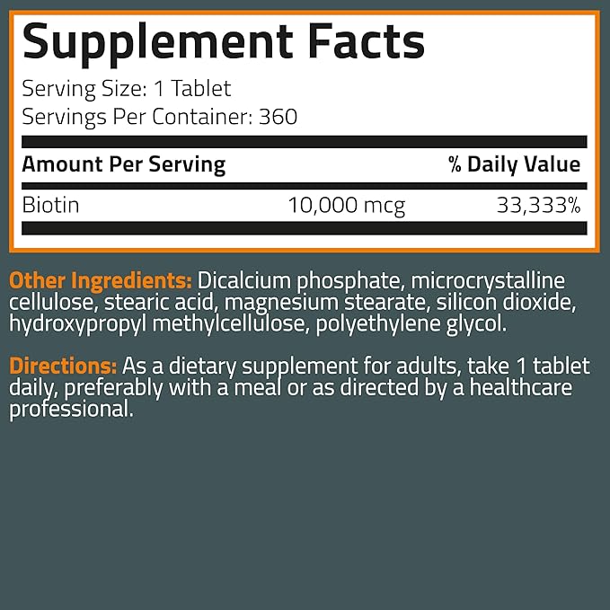 Bronson Biotin 10,000 MCG Supports Healthy 360 Vegetarian