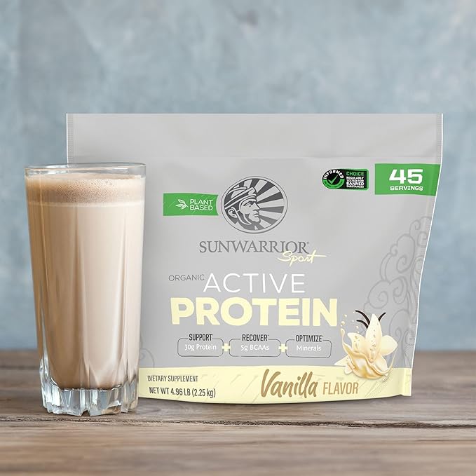 Sunwarrior Vegan Protein Powder USDA Organic Protein Powder Blend | Plant Based BCAA Sugar Free Gluten Free Non-GMO Dairy Free | Vanilla 4.96lbs | Sport Organic Active Protein