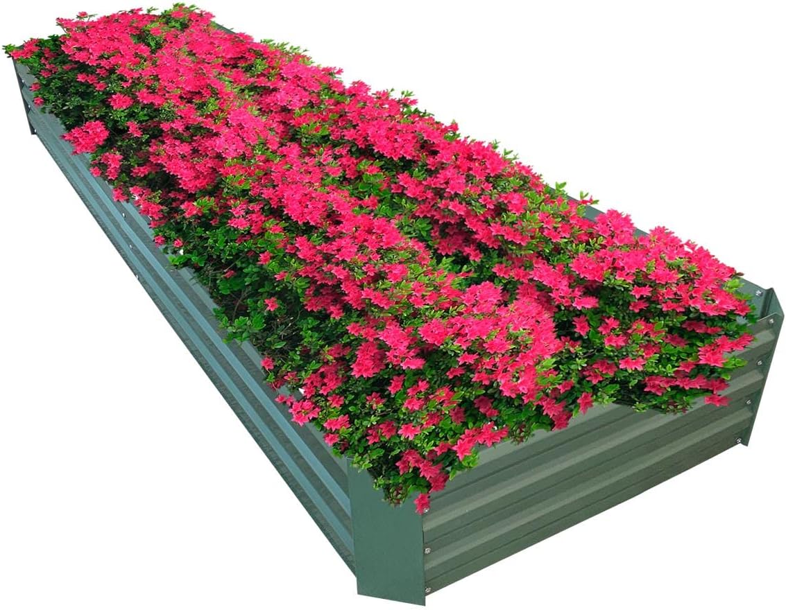 8x2x1ft Metal Raised Garden Bed Kit,Galvanized Garden Bed Box for Vegetables, Flowers, Herbs, and Succulents,120 Gallon Capacity - Green