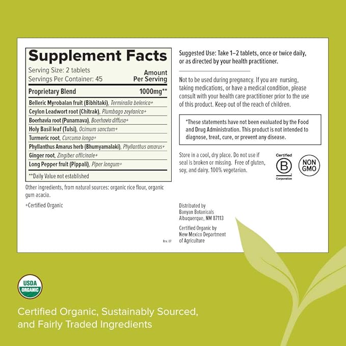 Banyan Botanicals Healthy Kapha – Organic 90 Tablets