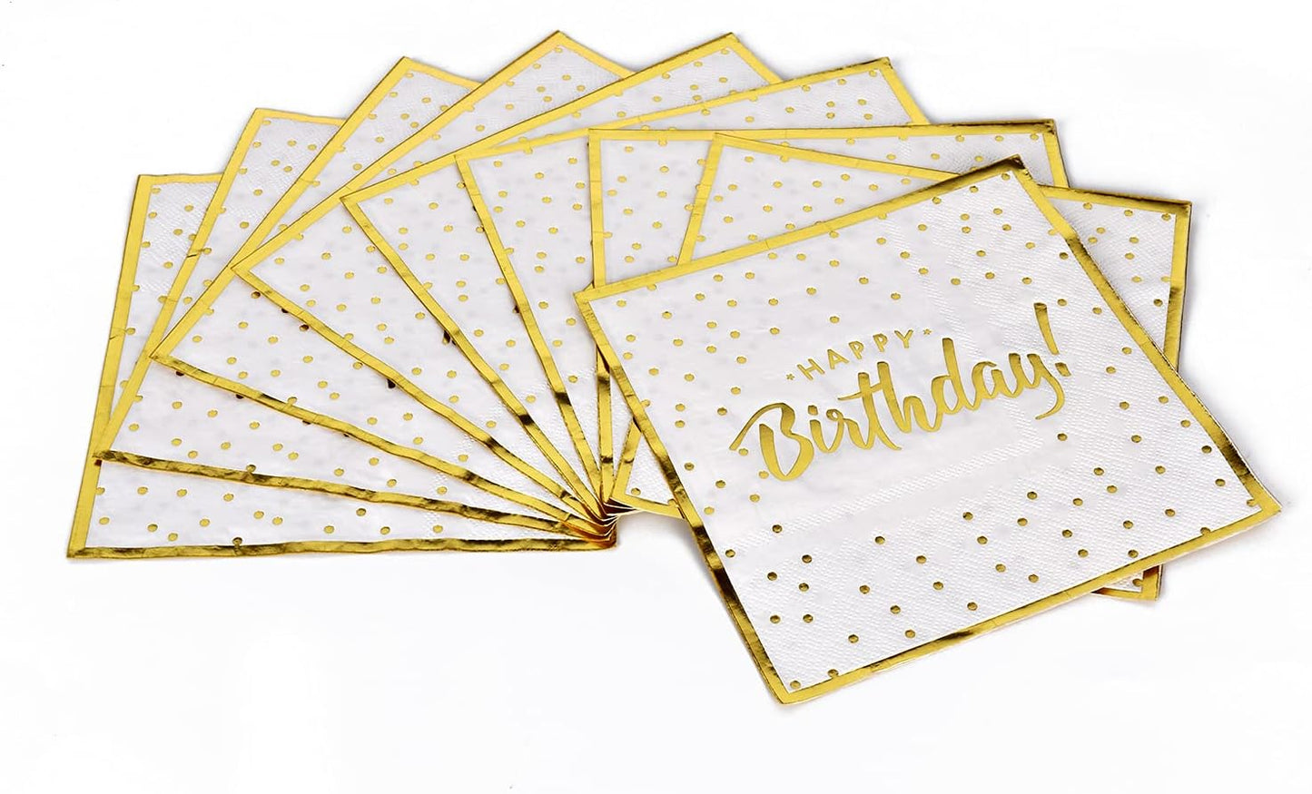 Gatherfun Birthday Party Supplies Napkins Disposable Paper Napkins with Gold Stamping for Adults and Kids Birthday Party(6.5X6.5 in, 3-Ply, 50-Pack)