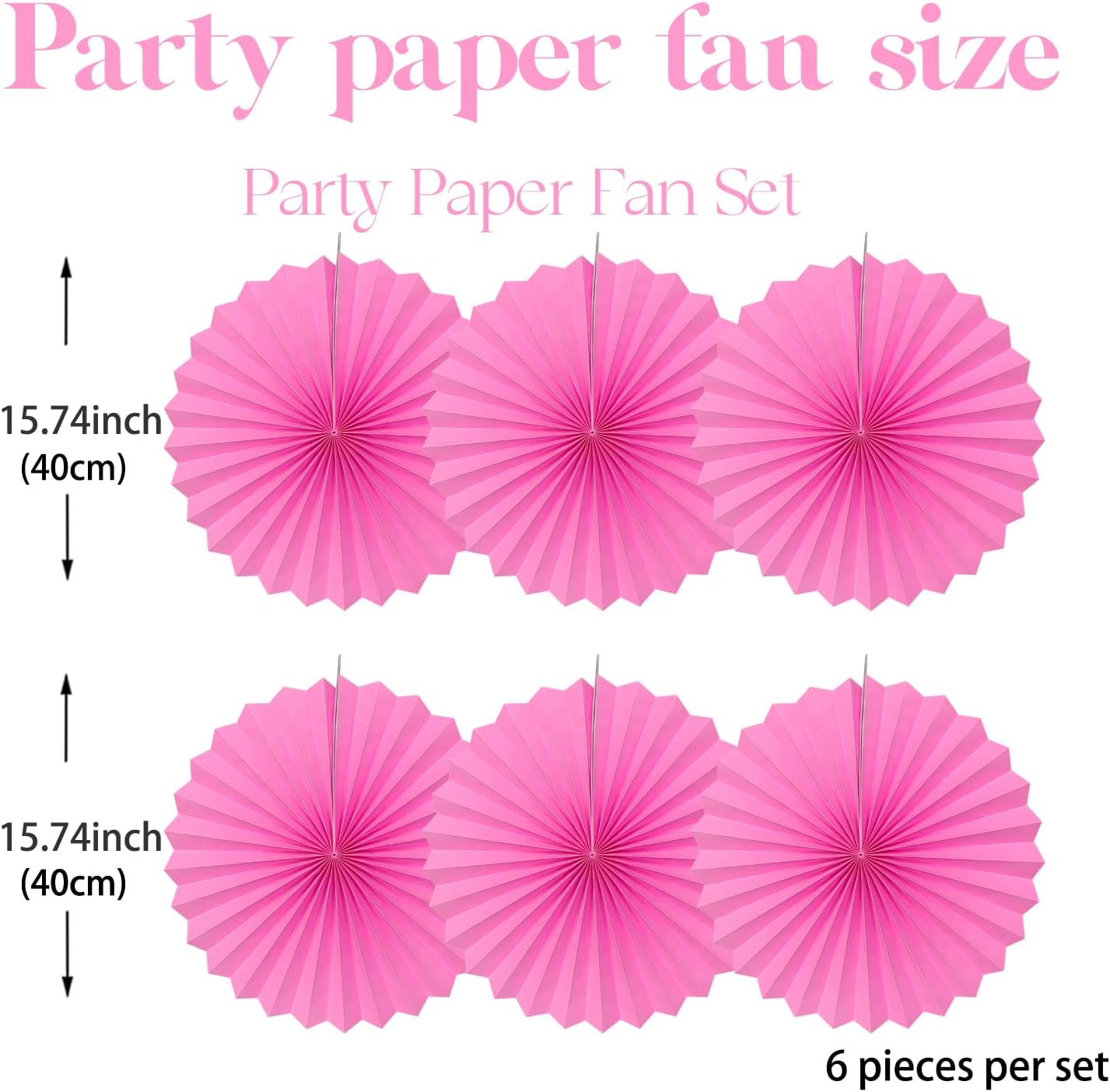 Red Hanging Paper Fans,Red Accessories Paper Decorations for Party,Valentines Day Decorations,Photo Booth Props Decor,16in Hanging Paper Fans 30 Color DIY Set (Magenta)
