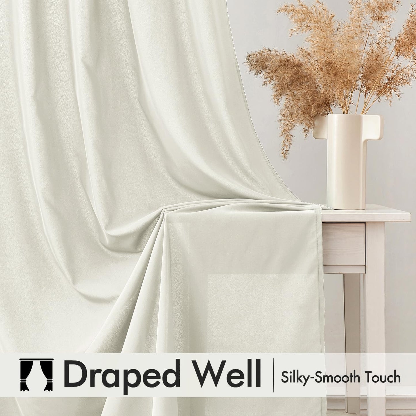 MIULEE Ivory Privacy Sheer Curtains That Let Light in 63 Inches Long Non-See-Through Semi Sheer Curtain Light Filtering Window Curtains Drapes for Living Room Bedroom 2 Panels Set 42 X 63