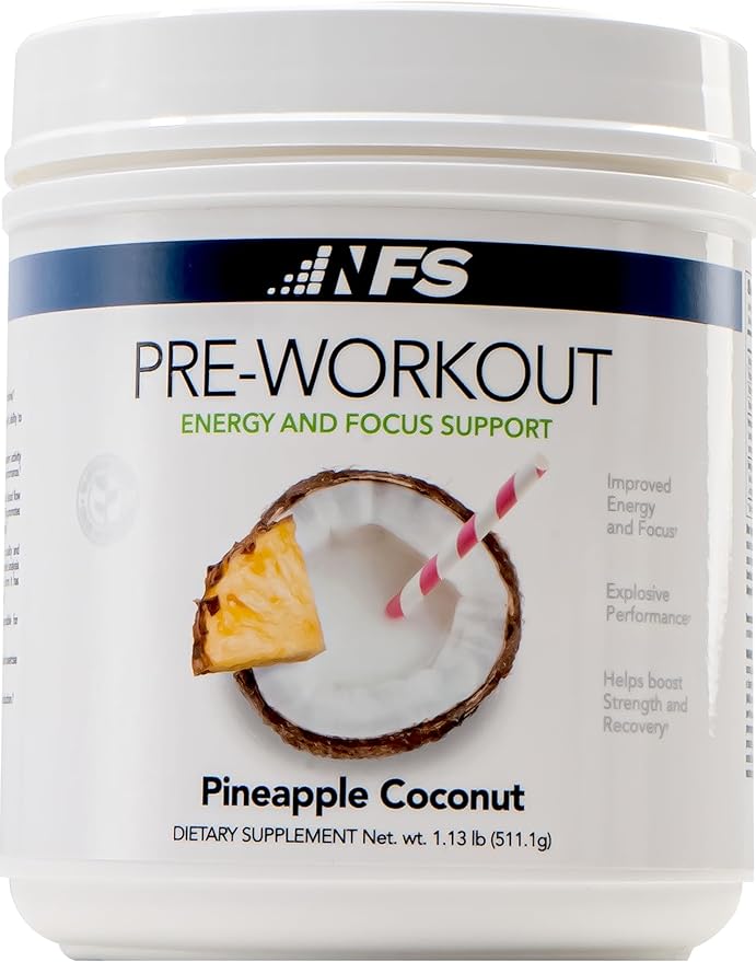 NF Sports Pre-Workout - Supports Energy, Cognitive Function, Strength, and Muscular Endurance to Optimize Workouts– Coconut Pineapple Flavor-25 Servings