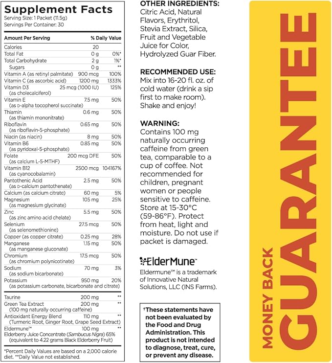 Pureboost Immune Clean Energy Drink Mix: 1200 mg 28 Vitamins, 30 Count)