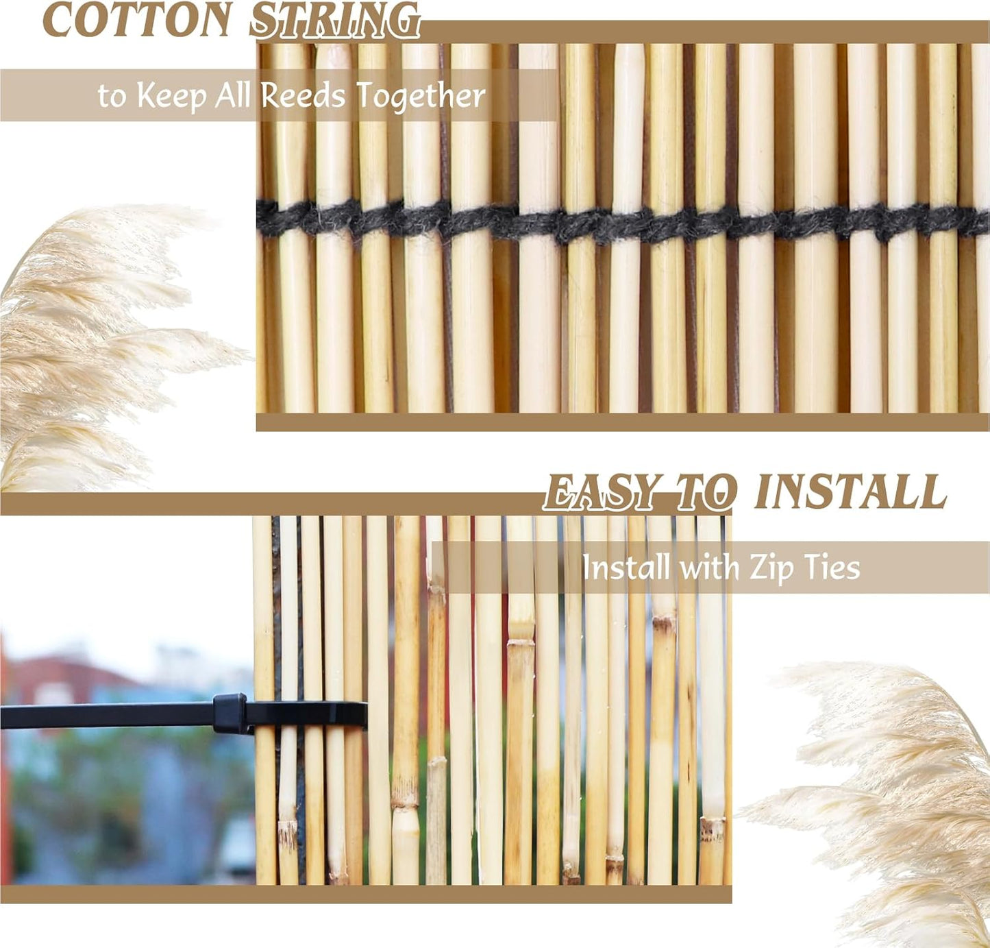 Natural Reed Fencing Rolls,6FT X 16.4FT Reed Screen Curtain Fence Covering Privacy Bamboo for Outdoor Backyard Patio(Yellow)