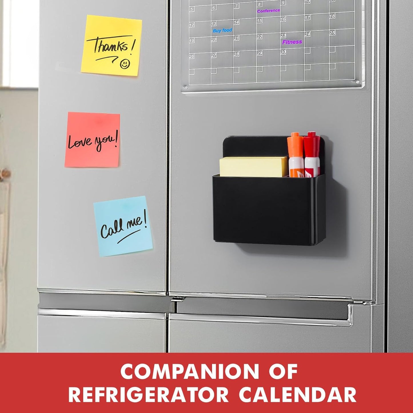 BEYGORM 2 Pack Plastics Magnetic Pen Holder for Refrigerator, Dry Erase Marker Holder for Whiteboard,Magnet School Locker Organizer Accessories, Pencil Cup, Pen Caddy, Classroom Organization(Black)