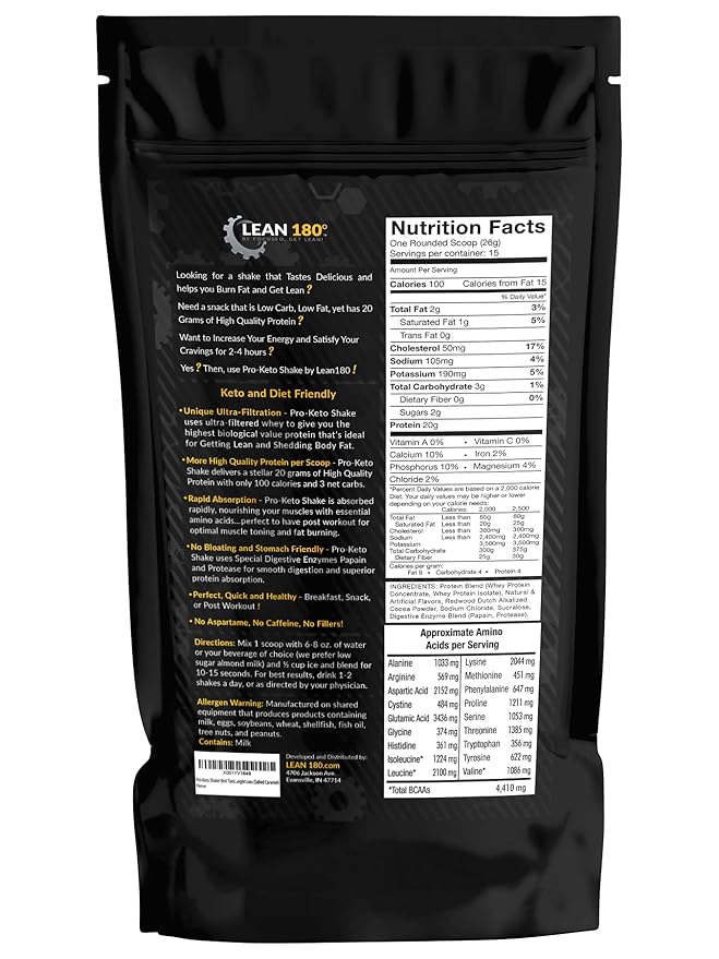 Pro Keto Shake - Best Tasting Low Carb Low Sugar Clean Protein Shake for Keto and all Diets Weight Loss (Salted Caramel)
