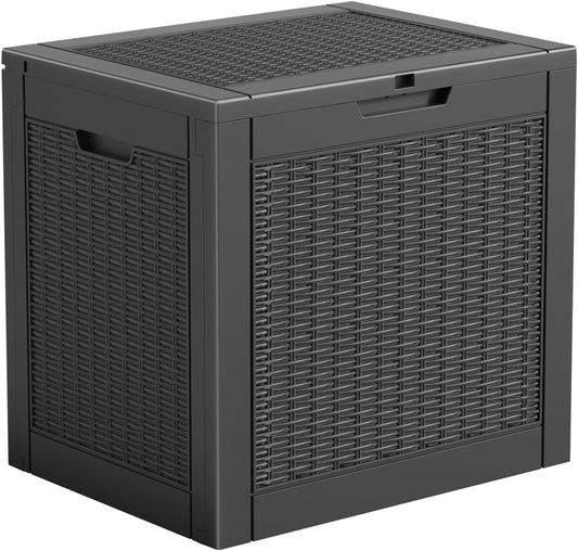 Vixzen 31 Gallon Resin Deck Box - Lockable Outdoor Storage for Patio Cushions, Garden Tools, Pool Supplies,Black