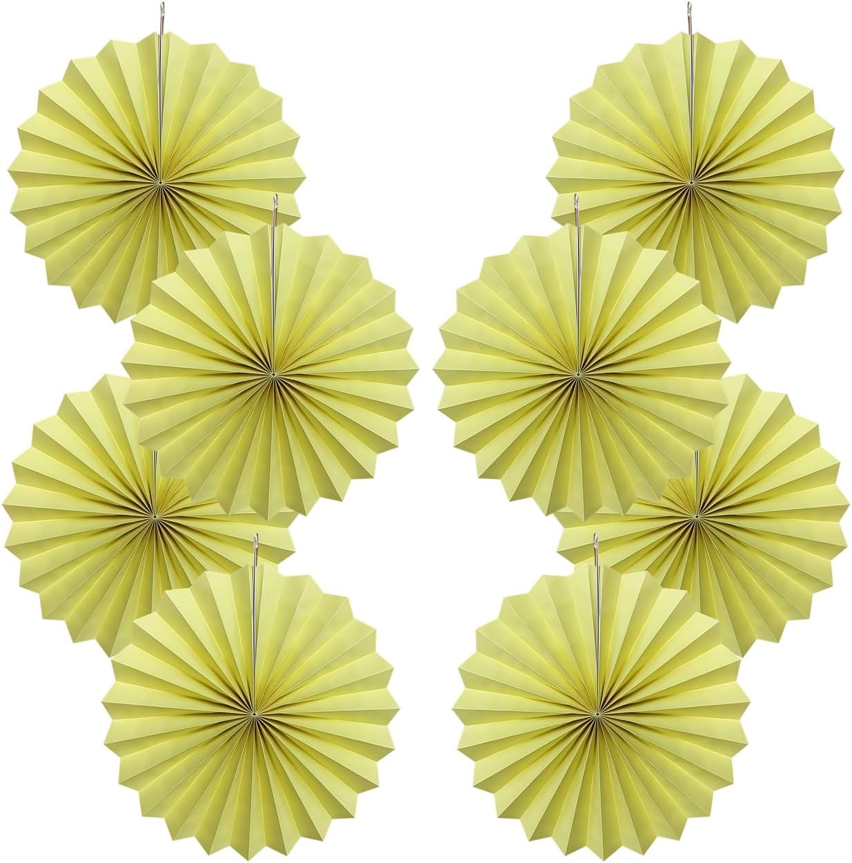 Yellow Hanging Paper Fans,Yellow Accessories Paper Decorations for Party,Color Party Decorations,Bee Themed Classroom Decor,12in Hanging Paper Fans 30 Color DIY Set (Light Yellow)