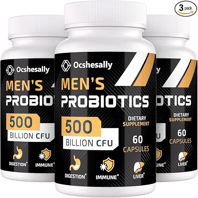 Probiotics for Men, Gut health 500 Billion 12 Strains, 180-Days Supply