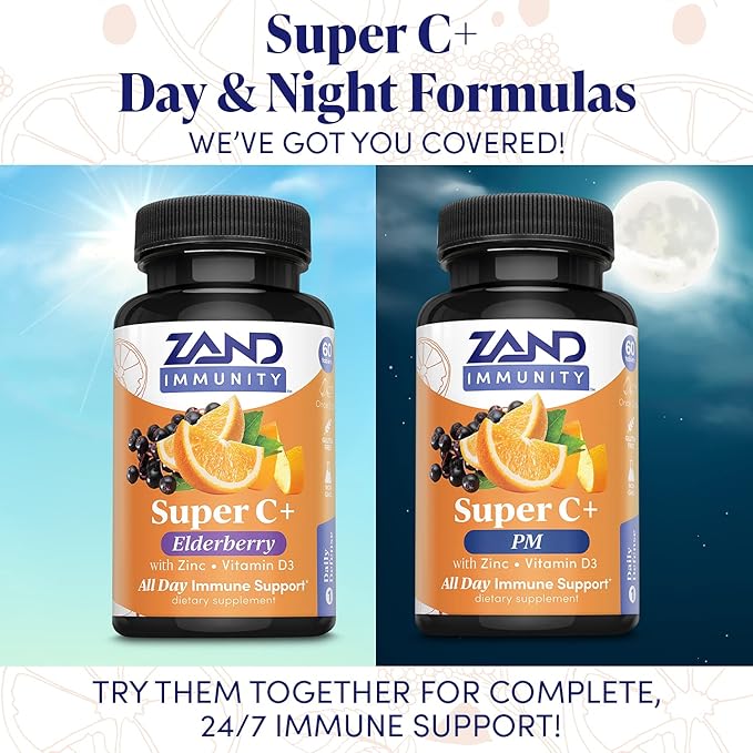 Zand Immunity Super C+ with Elderberry, 1000mg PureWay-C D-3, Enhanced 60 Tablets, 30 Servings
