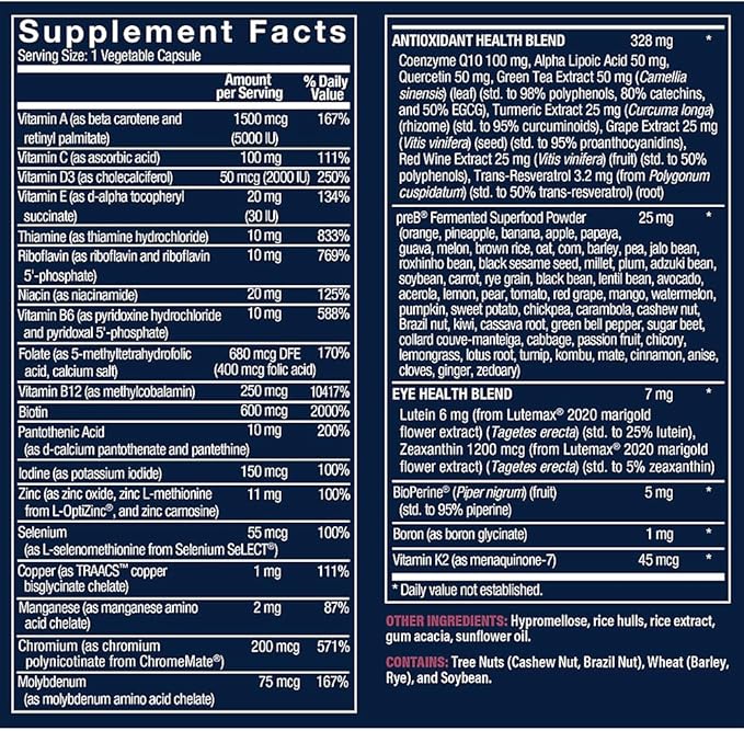 Vthrive Once-Daily Bioactive Multivitamin for Women 50+ Supports Stress Relief, Healthy Aging, & Overall Wellness with Essential Nutrients & Antioxidants (30 Vegetarian Capsules)