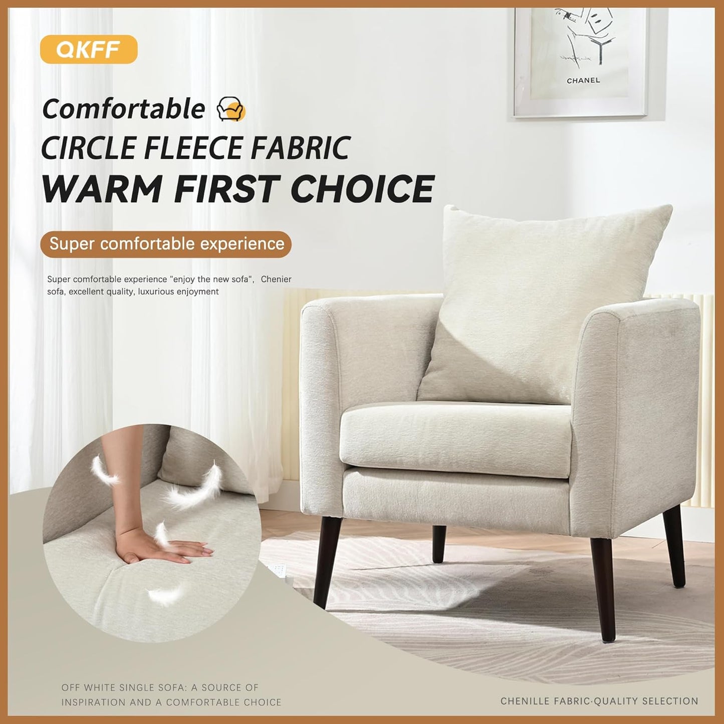 Barrel Accent Chair Set of 2 with Back Pillow, Large Upholstered Armchair with Solid Wood Legs Modern Reading Chairs for Living Room Bedroom