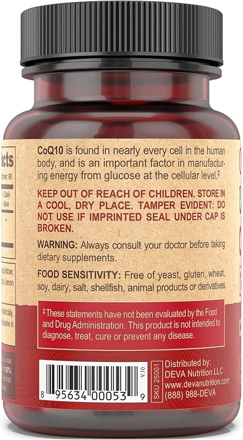 DEVA Vegan Vitamins Coenzyme Q10 100mg 90 Tablets, 2)