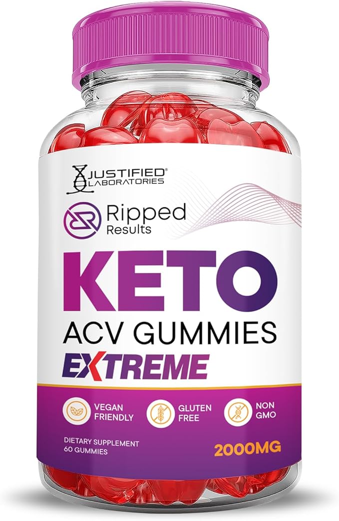Ripped Results Keto ACV Gummies Extreme 2000MG Ripped Results Keto Gummies Apple Cider Vinegar Formulated with Pomegranate Beet Juice Powder B12 Vegan Non GMO 60 Gummys