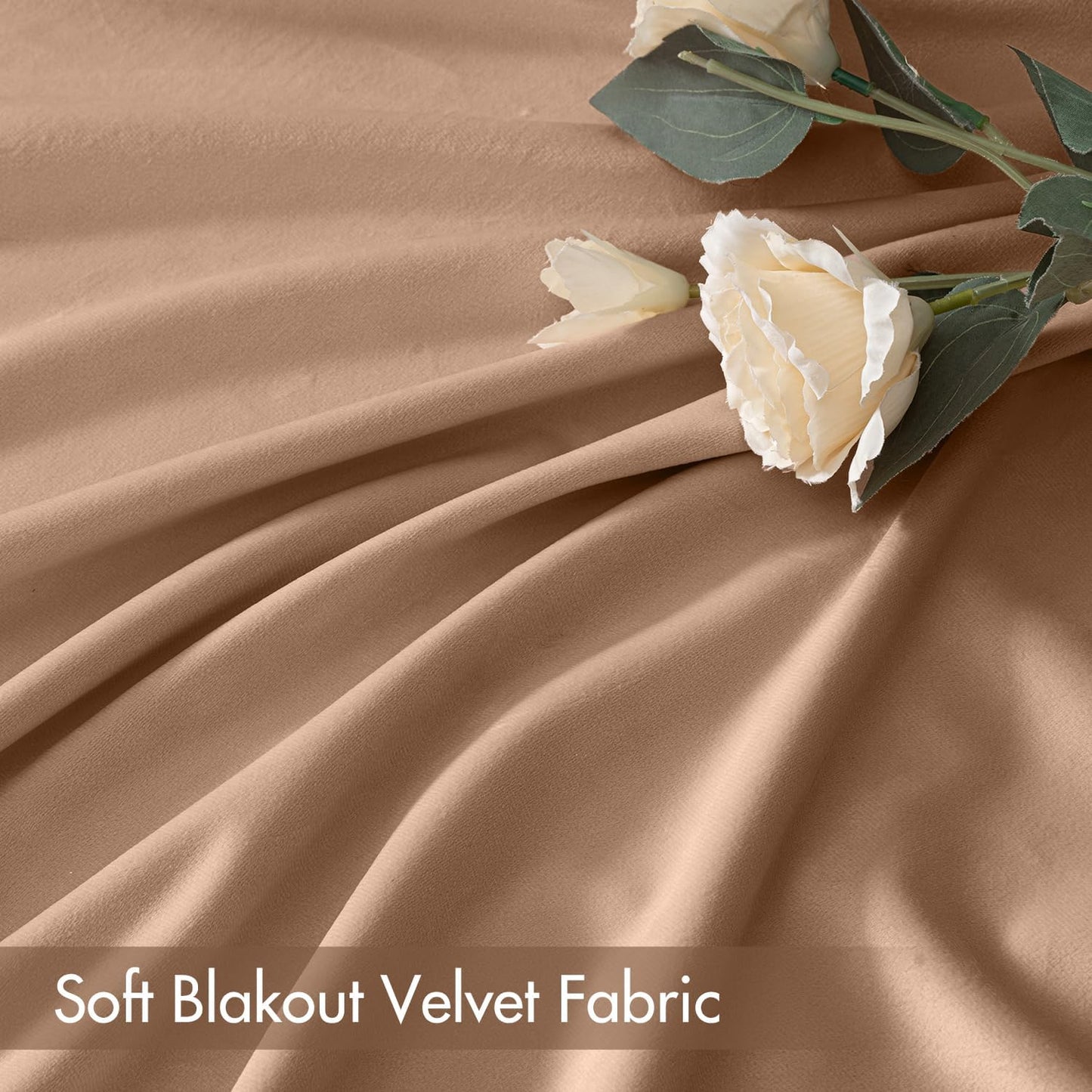 MIULEE Blush Beige Velvet Curtains Thermal Insulated Blackout Curtain Drapes for Bedroom Living Room Darkening 108 Inches Long Curtains Panels Rod Pocket Set of 2