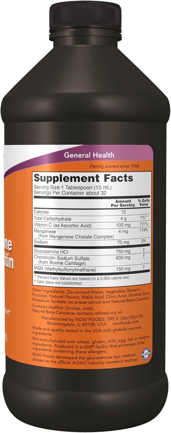 NOW Supplements, Glucosamine & Chondroitin 16-Ounce