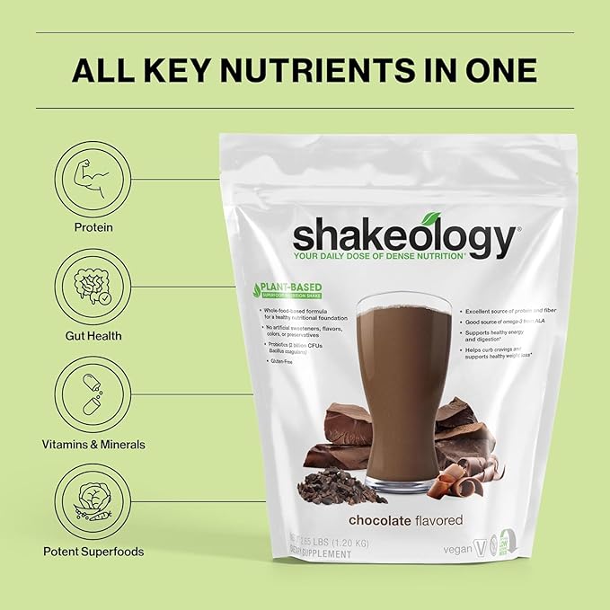 Shakeology Vegan Protein Powder - Gluten Free, Superfood Protein Shake - Helps Support Healthy Weight Loss, Lean Muscle Support, Gut Health, Manage Effects of Stress, Chocolate - 30 Servings