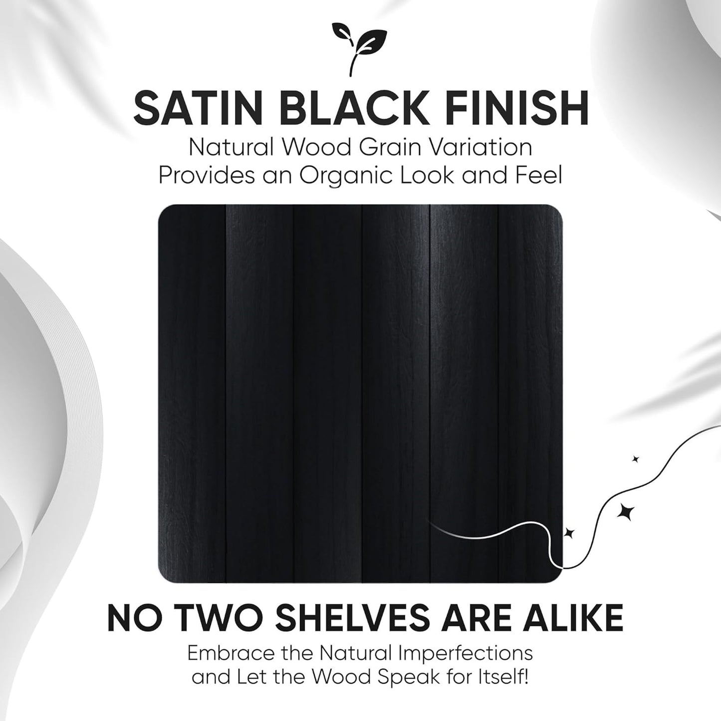 Homeforia 16 inch Black Floating Shelves, High End Solid Real Wood 16inch Bathroom Floating Shelves for Wall Mounted, 16in Wooden Small Floating Shelf, Heavy Duty Bracket, 16 X 6.5 X 1.75 in, Set of 3