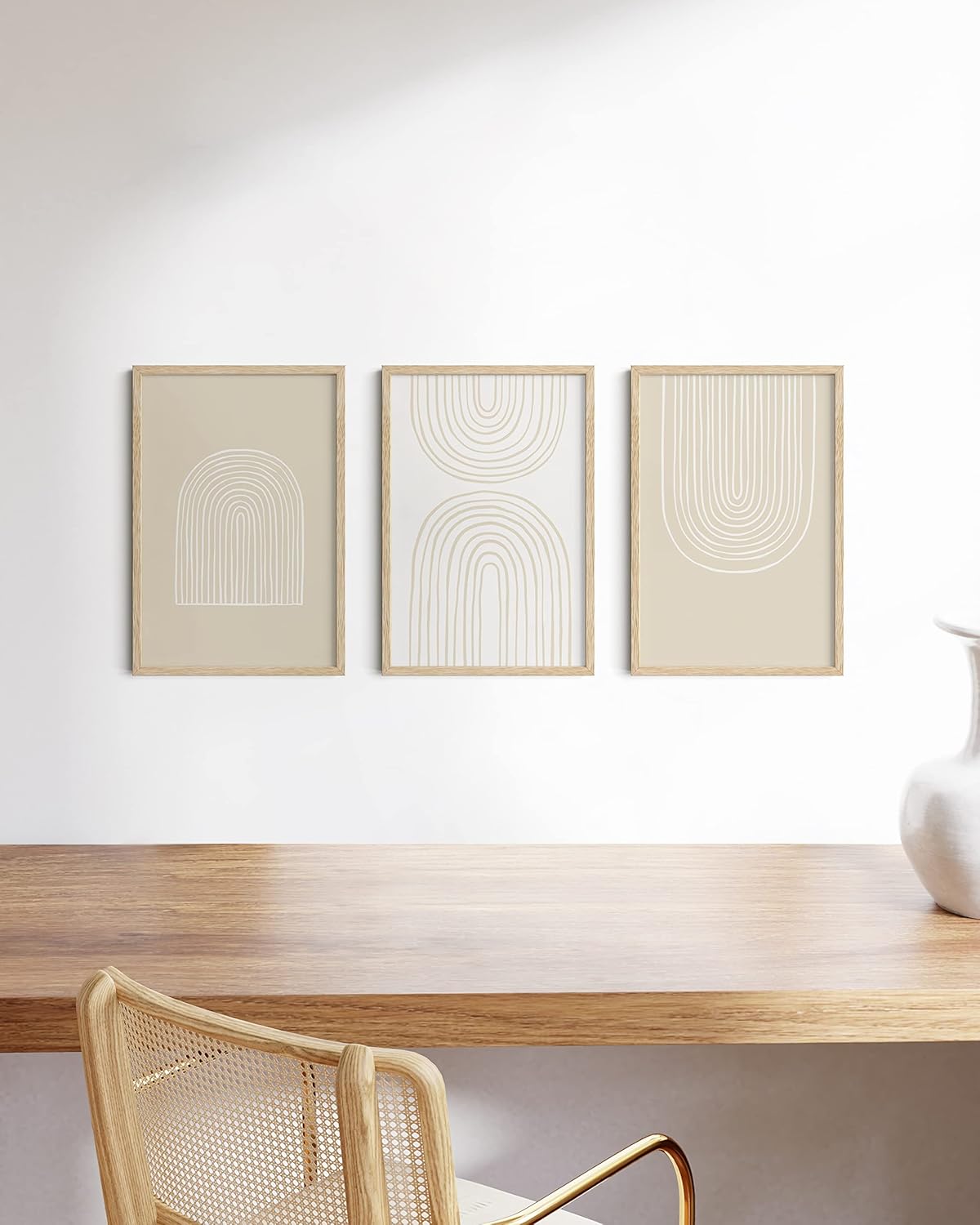 HAUS AND HUES Standalone Beige Oak Frame Set of 3-12x18