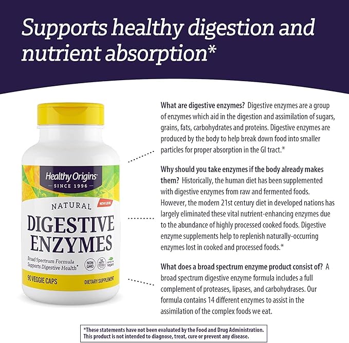 Healthy Origins Digestive Enzymes (NEC) Broad Spectrum 90 Veggie