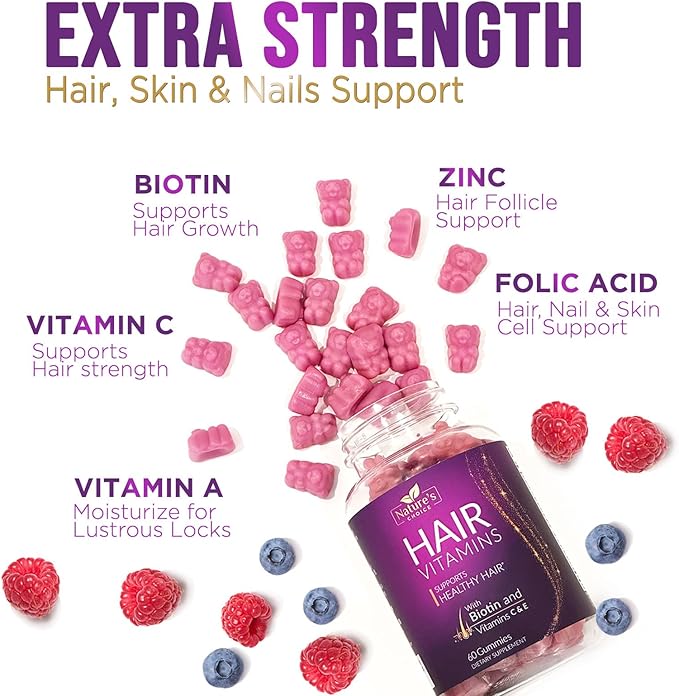 Hair Vitamins Gummies with Biotin 5000 60 Gummy