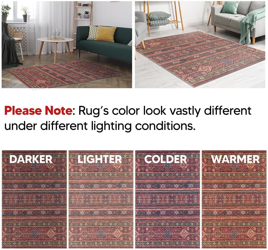 Keen Home Design 10x14 Rug - Machine Washable Area Rug with Non-Slip Backing, Ideal for Living Room, Dining Room, Bedroom - Vintage, Easy Clean, Durable, Low Pile Rug - (9'7" x 14')