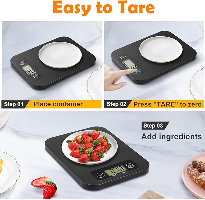 Smart Digital Food Scale for Weight Loss, Kitchen Food Scale Grams and Ounces with Nutritional Calculator, Food Weight Scale for Diet, Keto, Macro, Calorie, Cooking, Meal Prep 0.1oz/11lb