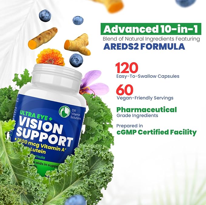 Vision Support Eye Vitamins for Macular Health 2 Formula (1 Bottle, 120 Capsules)
