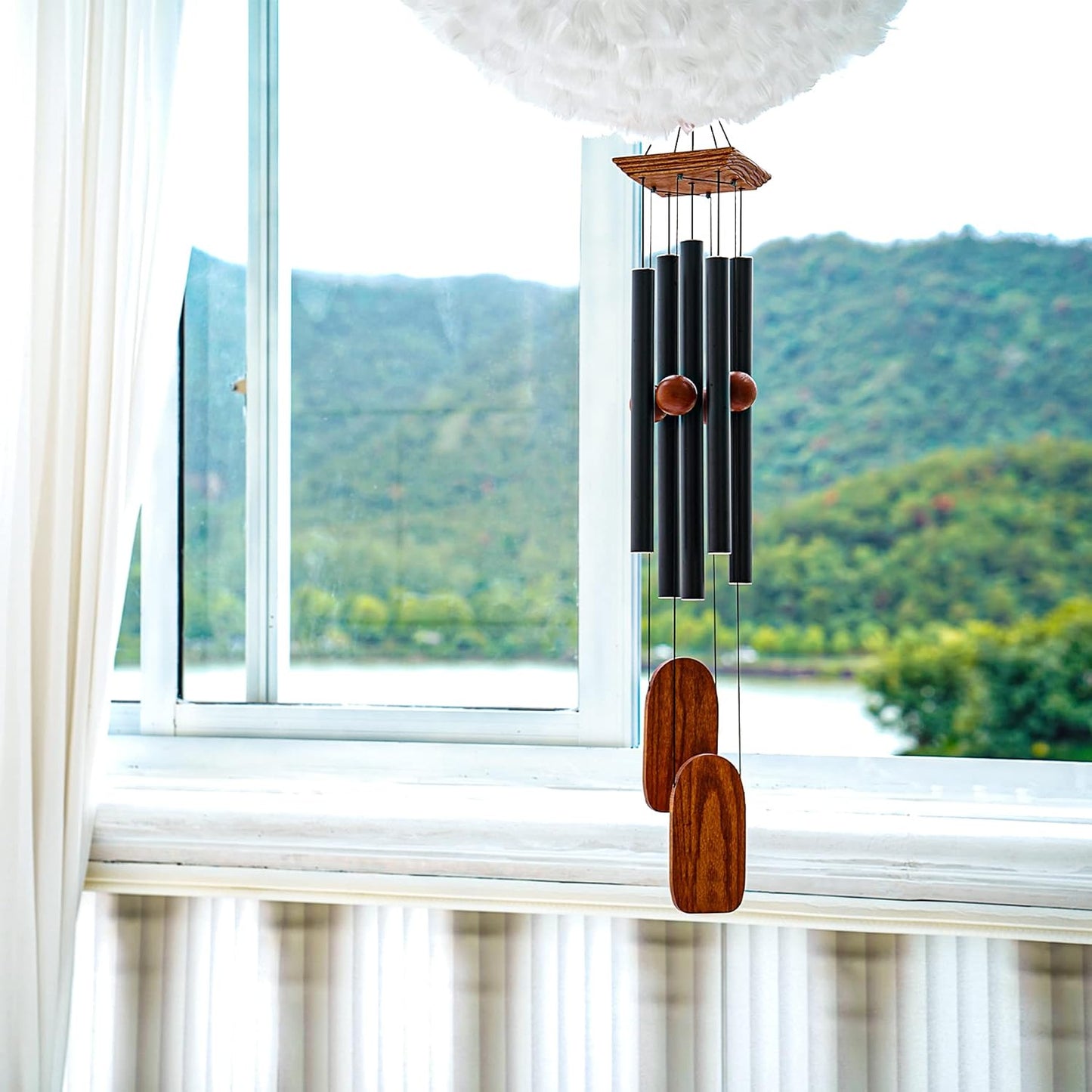 Wind Chimes for Outside Deep Tone, 36in Sympathy Wind Chimes Outdoor Clearance, Gifts for Mother's Day and Christmas, Outdoor Decor for Garden, Patio, Yard(Wood Wind Chime, Black)