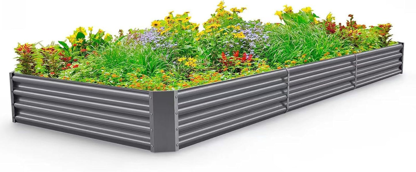 Land Guard 12×4×1ft Galvanized Raised Garden Bed Kit for Vegetables, Galvanized Super Large Metal Planter Raised Garden Boxes Outdoor(359 Gallon Capacity(Grey)…
