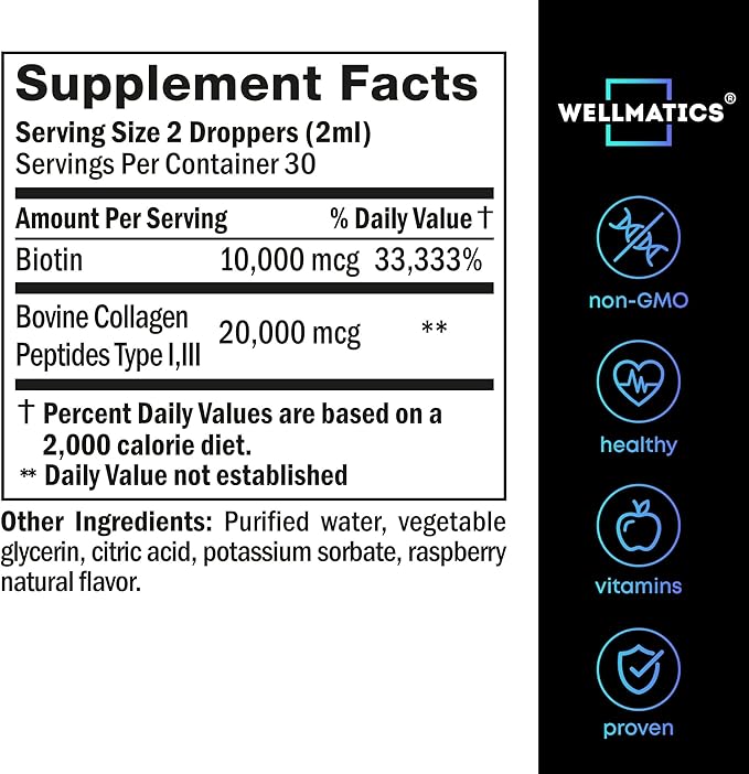 Liquid Collagen & Biotin Drops 30000mcg Biotin, 2 fl