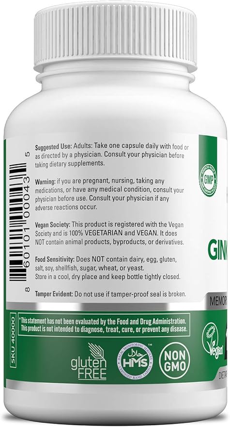 HAYAT Vitamins Vegan Ginkgo Biloba 500 MG 120 Capsules,