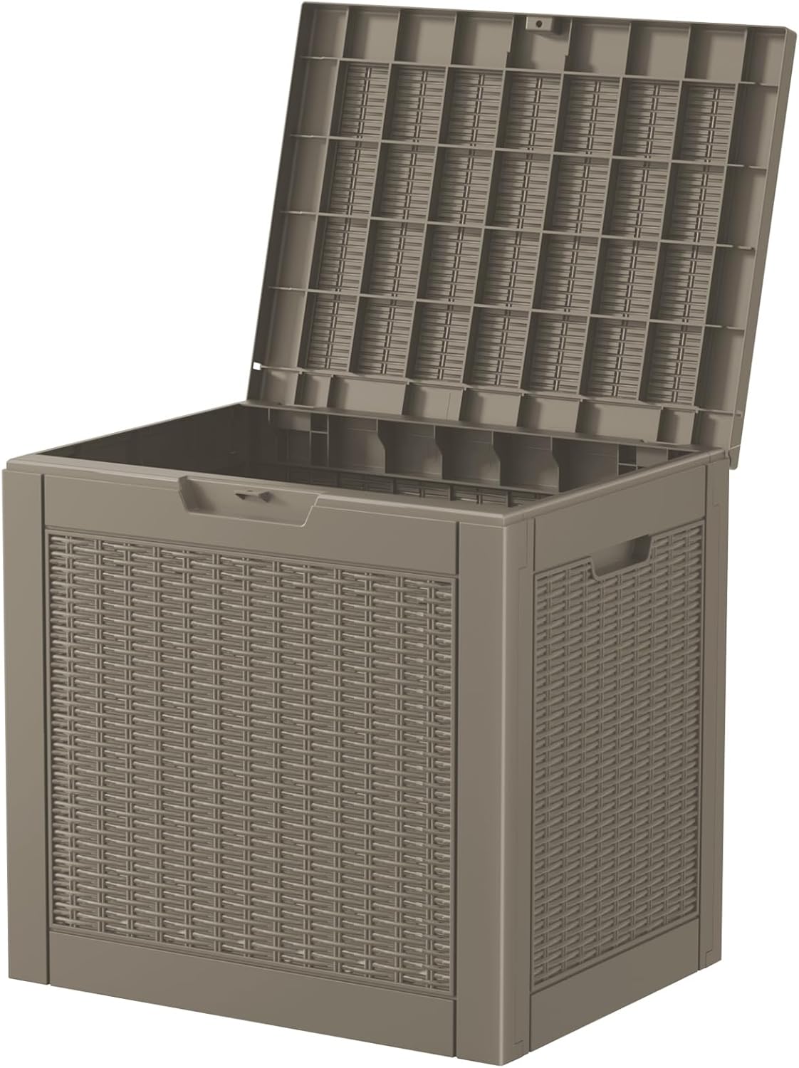 Vixzen 31 Gallon Resin Deck Box - Lockable Outdoor Storage for Patio Cushions, Garden Tools, Pool Supplies,Grey