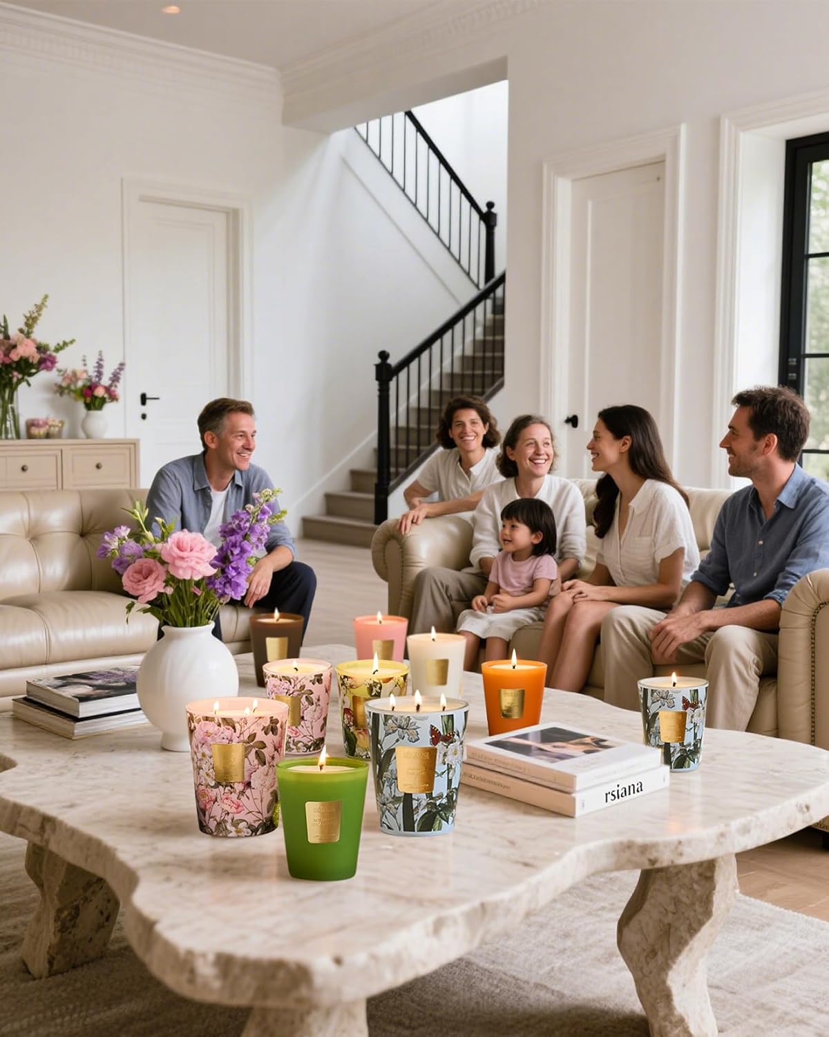 M&SENSE Citrus Water Flower Scented Candles, 35oz 150H Long Lasting, 3 Wick Soy Candles,Natural Aromatherapy Calm Stress Relief, Home Fragrance Housewarming Gifts