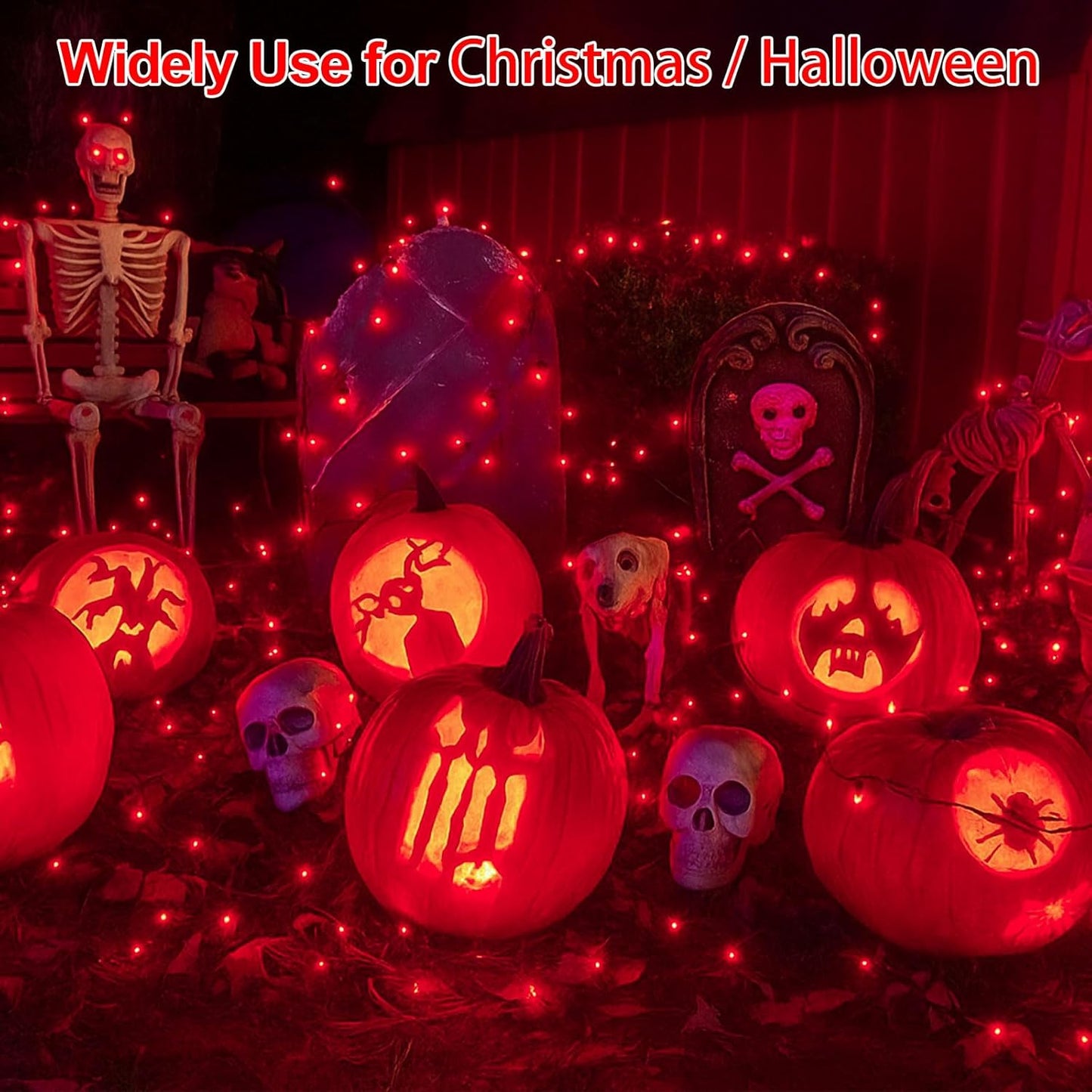 Extra-Long 144FT Solar String Lights for Outside, 2 Pack 400LED Solar Fairy Lights Outdoor, Waterproof Copper Wire with 8 Modes Twinkle Lights for Tree Garden Party Xmas Wedding Decor (Red)