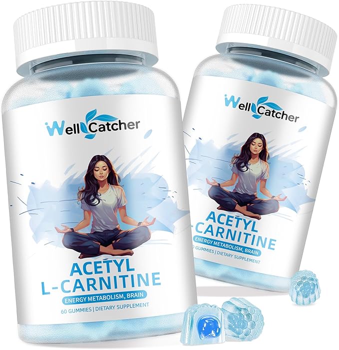 Acetyl L-Carnitine Gummies 1000 MG - Sugar Free L-Carnitine Supplement for Muscular Endurance, Brain Health, Energy Metabolism - Vegan Non-GMO - Blueberry Flavoured - 60 Counts