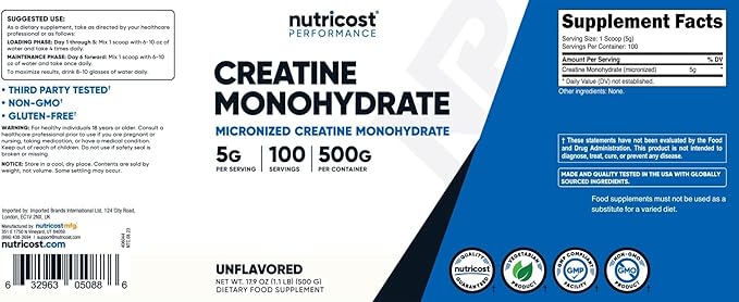 Muscle Milk Protein Powder 32g, 2g Sugar, 4.94lb + Nutricost Creatine Monohydrate Micronized Powder 5000mg, 500G