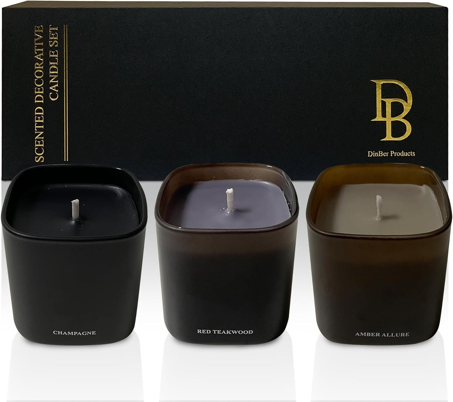Candle Gift Set β 3 Scented Soy Candles, Clean Burn 50+ Hrs β Flower-Inspired Scents: Amber, Red Tea Wood, Champagne β Bulk Set for Women Giftset, 9.8oz Each, Gift Idea for Women, Home Decor, Birthday