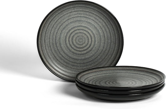 Stone Lain Dua 4-Piece Salad Plate Set Stoneware, Black