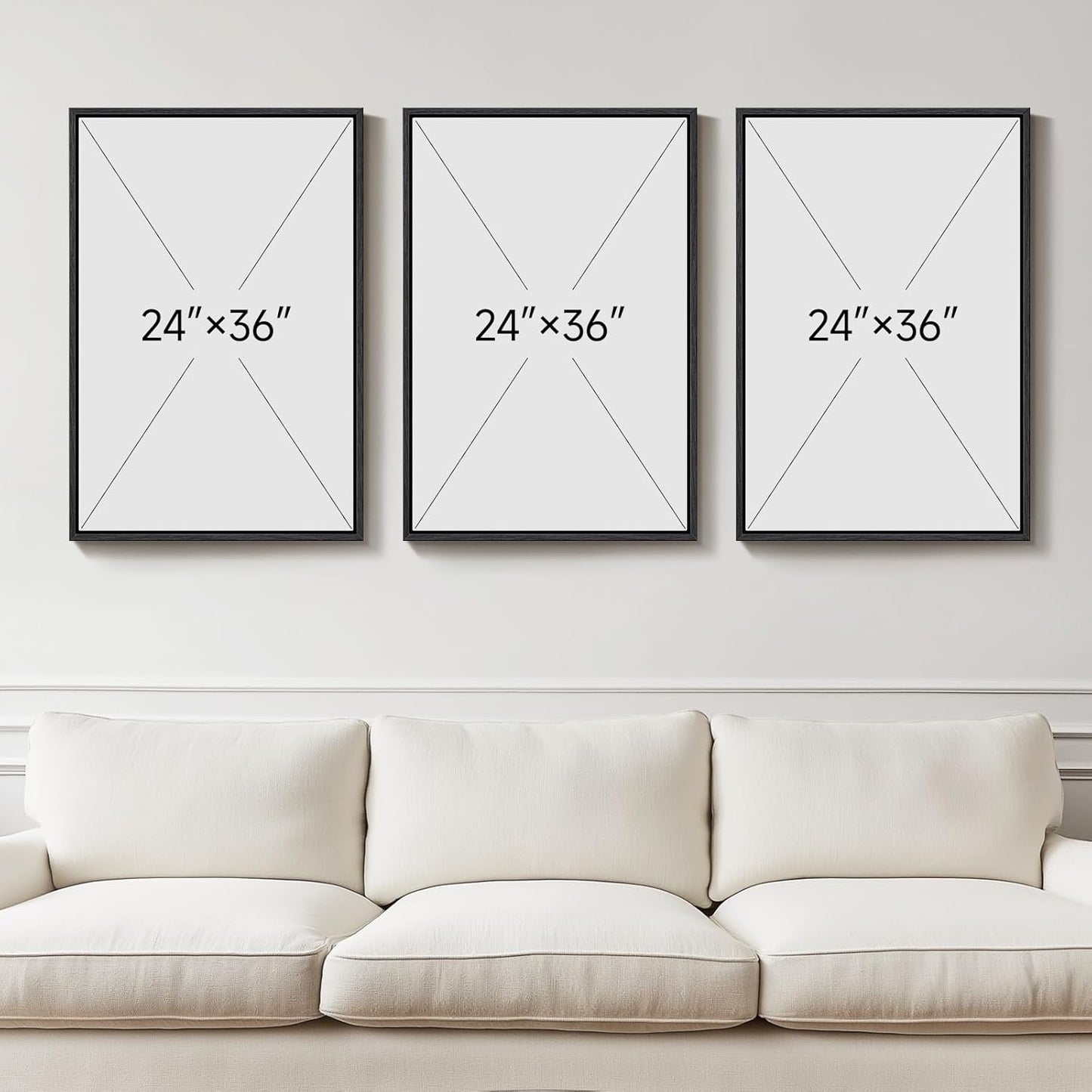 Large Framed Navy Blue and Grey Abstract Wall Art for Living Room, 3 Piece Modern Canvas Prints Paintings Artwork for Walls, Minimalist Abstract Pictures Wall Decor for Hallway Office Bedroom 24x36 In